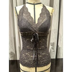 Ann Ferriday Vintage Stock Crossdye Lace Halter Top S